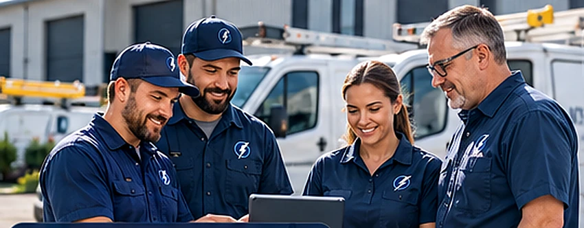 Small team of electrical service technicians