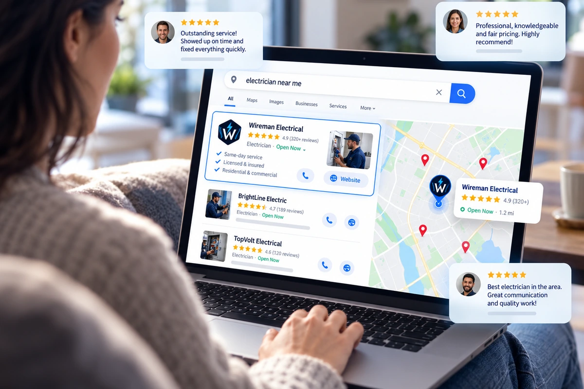 Homeowner exploring authentic electrical service customer reviews